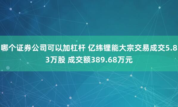 哪个证券公司可以加杠杆 亿纬锂能大宗交易成交5.83万股 成交额389.68万元